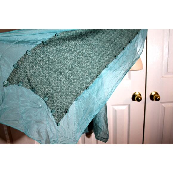 Manyus Boutique Lagenlook Turquoise Silk Blend Scarf NWT - Picture 2 of 5